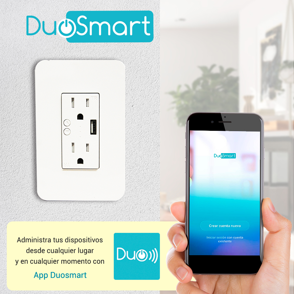 CONTACTO TOMACORRIENTE WIFI DUOSMART A60 2 CONTACTOS Y 1 USB